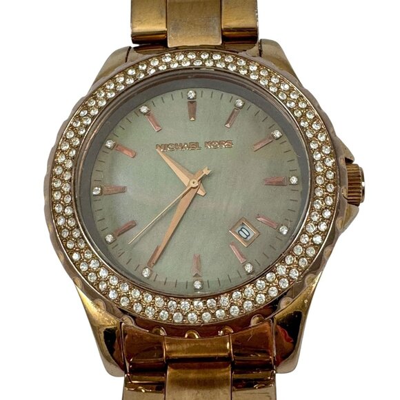 Michael Kors Runway Grey Mother of Pearl Rose Gold Plated Ladies Watch MK5453 - Picture 2 of 8